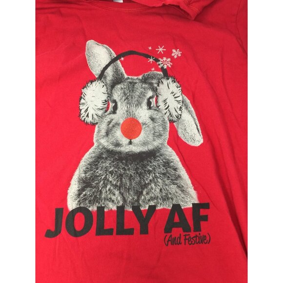 Sleep By Cacique ''JOLLY AF (And Festive)'' Long Sleeve Red Christmas Shirt - Picture 3 of 3